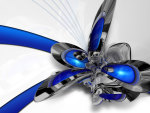 Abstract Blue and Silver Flower-like