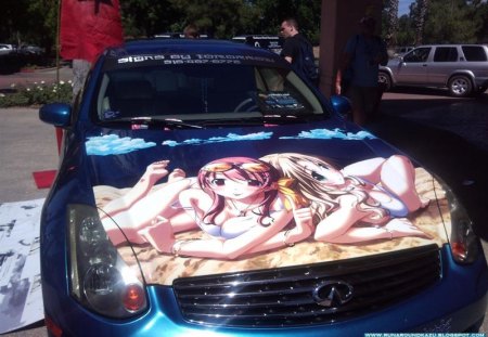 Cool Car - girls, anime, car, bikini