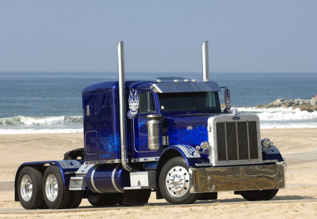 Hell On Wheels - truck, stacks, blue, rig