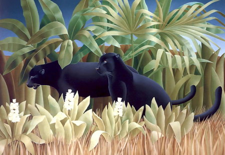 Panther painting - animal, feline, painting, jungle, art