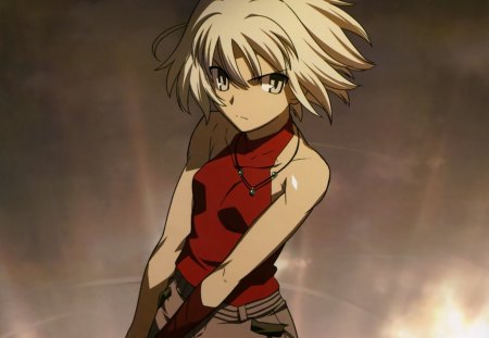 canaan - red eye, awesome, gun, cute, nice