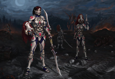 Warhammer 40000 Dawn of War Eldars - female, dawn of war, eldars, warhammer, banshees, eldar, biel tan, warhammer 40k, warhammer 40000, exarch