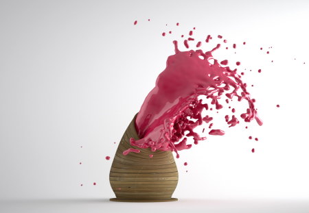 Pink Paint Eruption - paint, paint in motion, abstract, eruption, pink, 3d