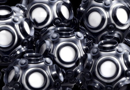 Abstract Black Spheres with White Lenses - gloosy, abstract, black, white, black rings, lenses, spheres, 3d