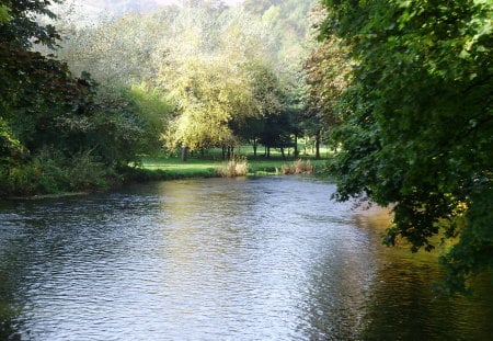 lake side - grass, water, country, nature