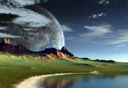 Fantasy Landscape - moon, fantasy, landscape, other