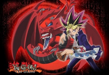 Slifer And Yugi - yugi, yugioh, background, slifer