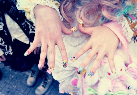 Harajuku - hands, kawaii, beautiful, nails, girl, cute, harajuku