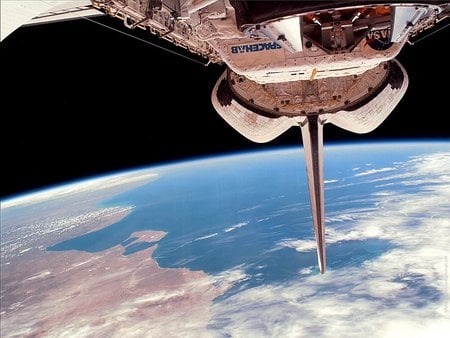 The World From Above - tail, space shuttle, upside down