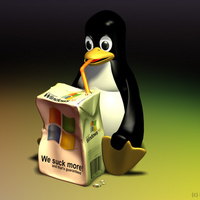 Linux Tux Sucking Windows Straw Drinking
