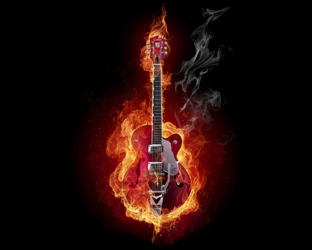 FIRE GITAR! - entertainment, abstract, cool, 3d, fantasy, fire, other