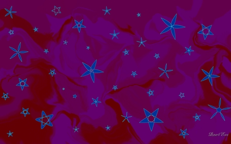 Red and Blue - red, widescreen, abstract, stars