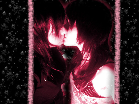 emo Kiss - women, ladies, female, kiss, pink, bars