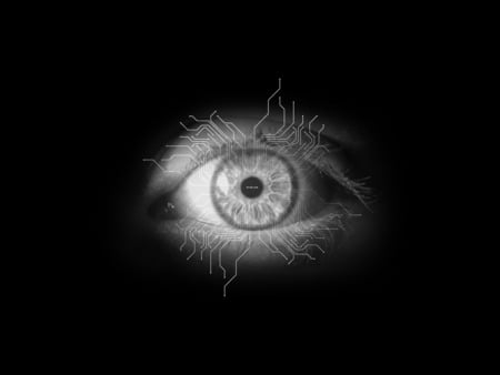 Electric Sheep - android, black and white, eye, open