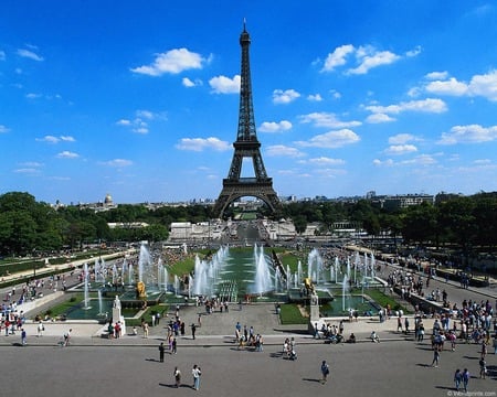 Eiffel Tower - sky, fountain, eiffel tower, photography, city, paris, tower