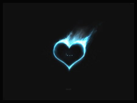 Love to Hate - goth, burning, heart, blue, fire, flames, gothic