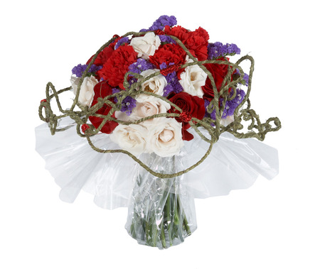 tri colour bouqet - bouquet, art, flowers, roses