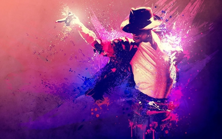 Michael Jackson - splatter, king, jackson, paint, painting, abstract, purple, cool, mj, pink, colors, michael, pop