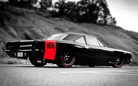 Hot Roadrunner - black, plymouth, car, classic, roadrunner, muscle, hemi