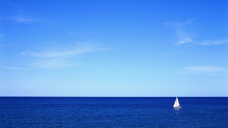 Oh God, my boat is so small...but your sea is so big! - sail, sky, sea, boat