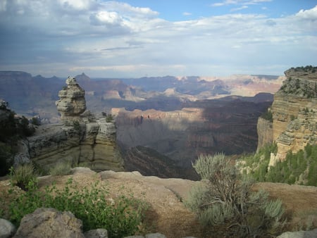 the grand canyon - nature, sky, grand canyon, rock, mountains, grass