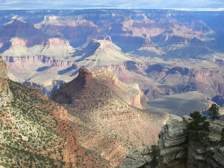 Deserts canyons - nature, sky, trees, canyons, mountains, rock