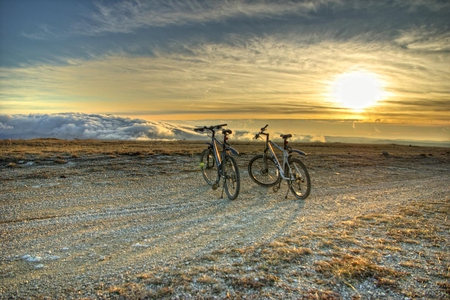 Lovely Sunshine - clouds, bikes, sunshine, lovely, sun