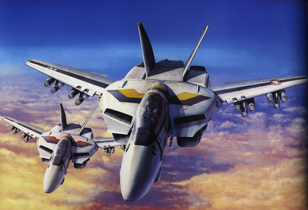 Valkyries on patrol - valkyrie, flight, robotech, mecha, veritech, macross