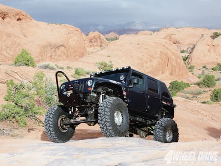 Jeep-Wrangler - sand, off road, rocks, black