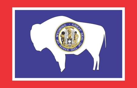 WYOMING STATE FLAG - symbol, white, blue, flags, red, state