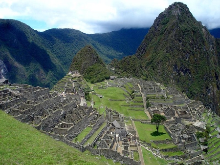 Machu Picchu Mountains - rock, grass, mountains, sky