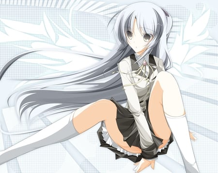 Angel Beats - grey hair, yellow eyes, sweet, cute