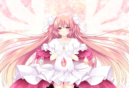 Kaname Madoka - mahou shoujo madoka magica, skirt, kaname madoka, goddess madoka, female, girl, wings, anime girl, kawai, pretty, anime, cute, dress