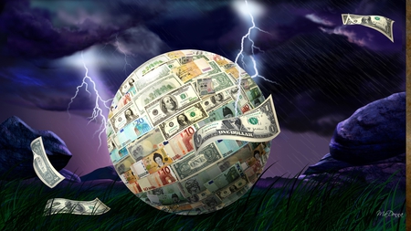 The Worlds Money - sky, stormy sky, currency, lightning, firefox persona, money, world