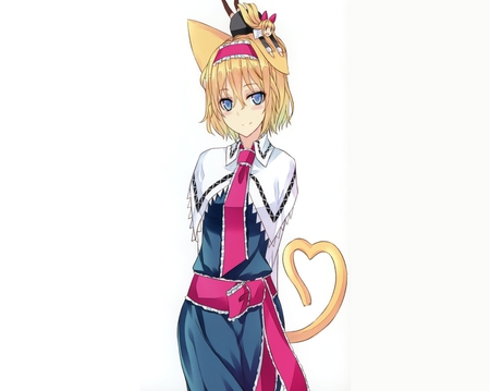 Touhou - short hair, animal ears, dress, blonde hair, blue eyes