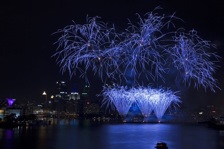 THE POINT IN BLUE - foutain, pittsburgh, blue, fireworks