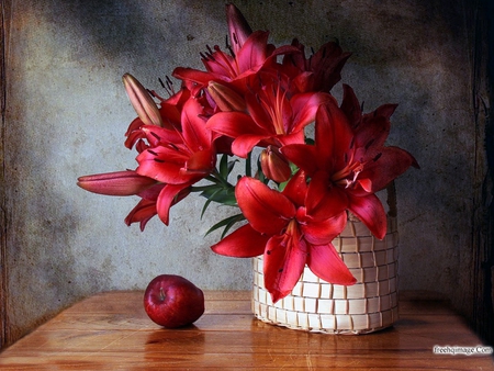 Still life - red, flower, still life, nature, petal