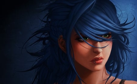 Blue Hair - girl, blue, woman, hair