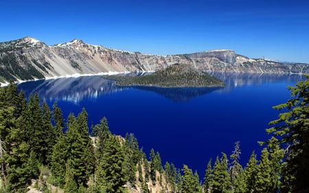 Crater Lake - national park, water, blue, beautiful, majestic, mountains, oregon