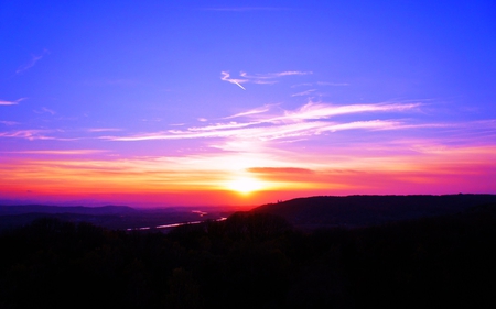 GORGEOUS SKY - sky, forest, river, mountain, colors