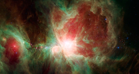 Spitzer's Orion - space, orion, trapezium cluster, stars, spitzer st, nebula