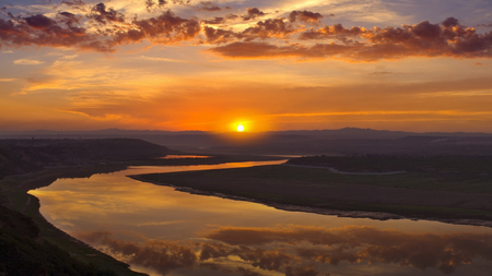 Mirroring Nature - glare, beautiful, sunbeam, orange, glow, sunset, hdr, end of day, sky