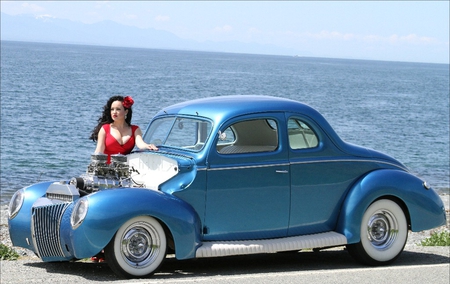 Business-Coupe - lake, coupe, model, blue