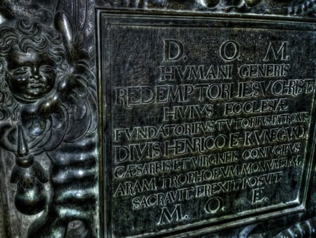 Church Inscription - church, wall, hdr, print, religious