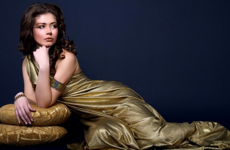 Beautiful lady in gold dress - lady, beautiful, dress, gold