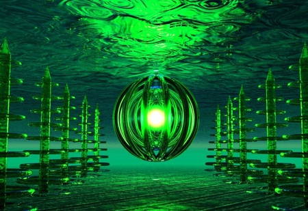 Digital Art - art, abstract, green, ball, digital