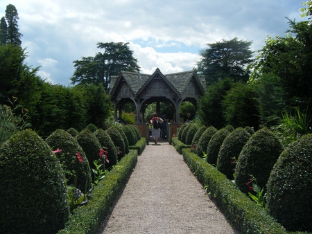 Hampton Court Castle Gardens - flowers, house, garden, bushes