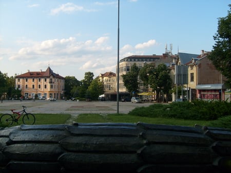 Town View - pretty, photo, buildings, grass, sky, town, architecture, houses, nice, clouds, photography, trees, nature, bulgaria, green