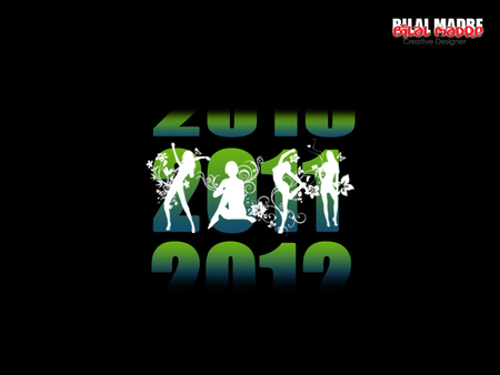 2012 - new year, celebration, year, 2012, black, new