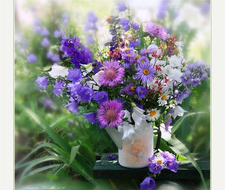 Simple field flowers - pleasant, beautiful, flowers, vase, still life, wild flowers, simple beauty, nature, colorful